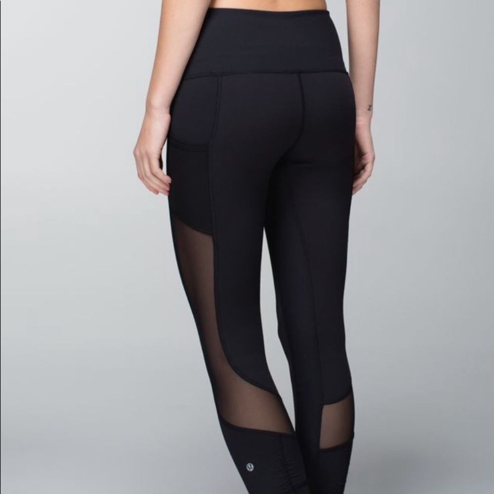 Lululemon Yoga Pants. XS/Small/ 34” in length.  Mesh sides w pockets.